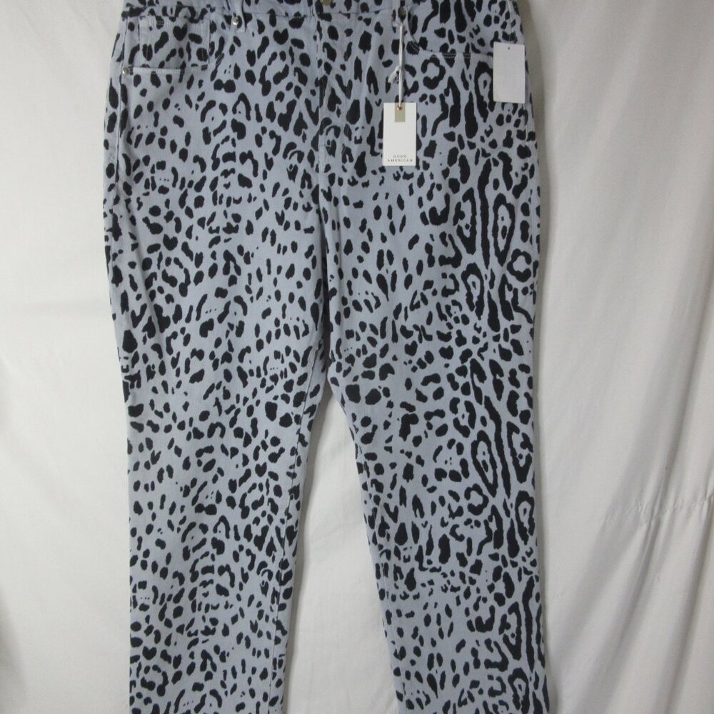 Good American Jeans Good Icon Straight Mineral Glass Leopard Plus Size 20 NWT - Picture 8 of 16